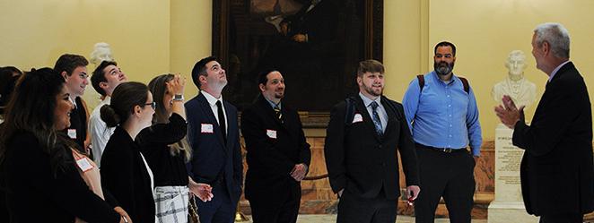 Students going on a tour at governmental building